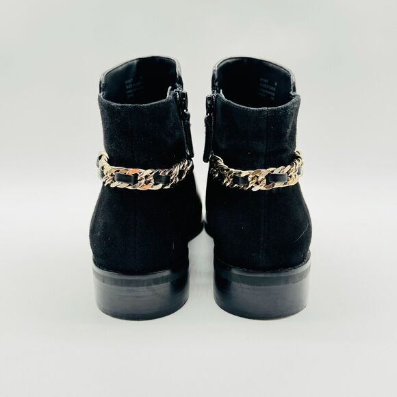 Cole Haan Boots Womens 7 Black Leather Suede Chain Ankle Booties Idina Shoes - Picture 5 of 11